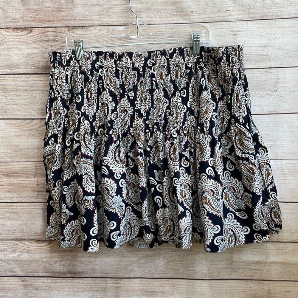 ANTHROPOLOGIE‎ EULA PINTUCKED MINI SKIRT IN BROWN PAISLEY